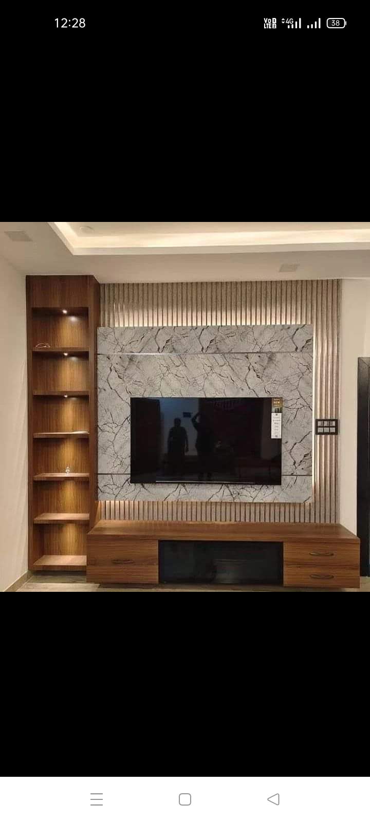 Modern Bathroom Vanity with Frameless LED Mirror & Tile Wall Cladding - Execution #